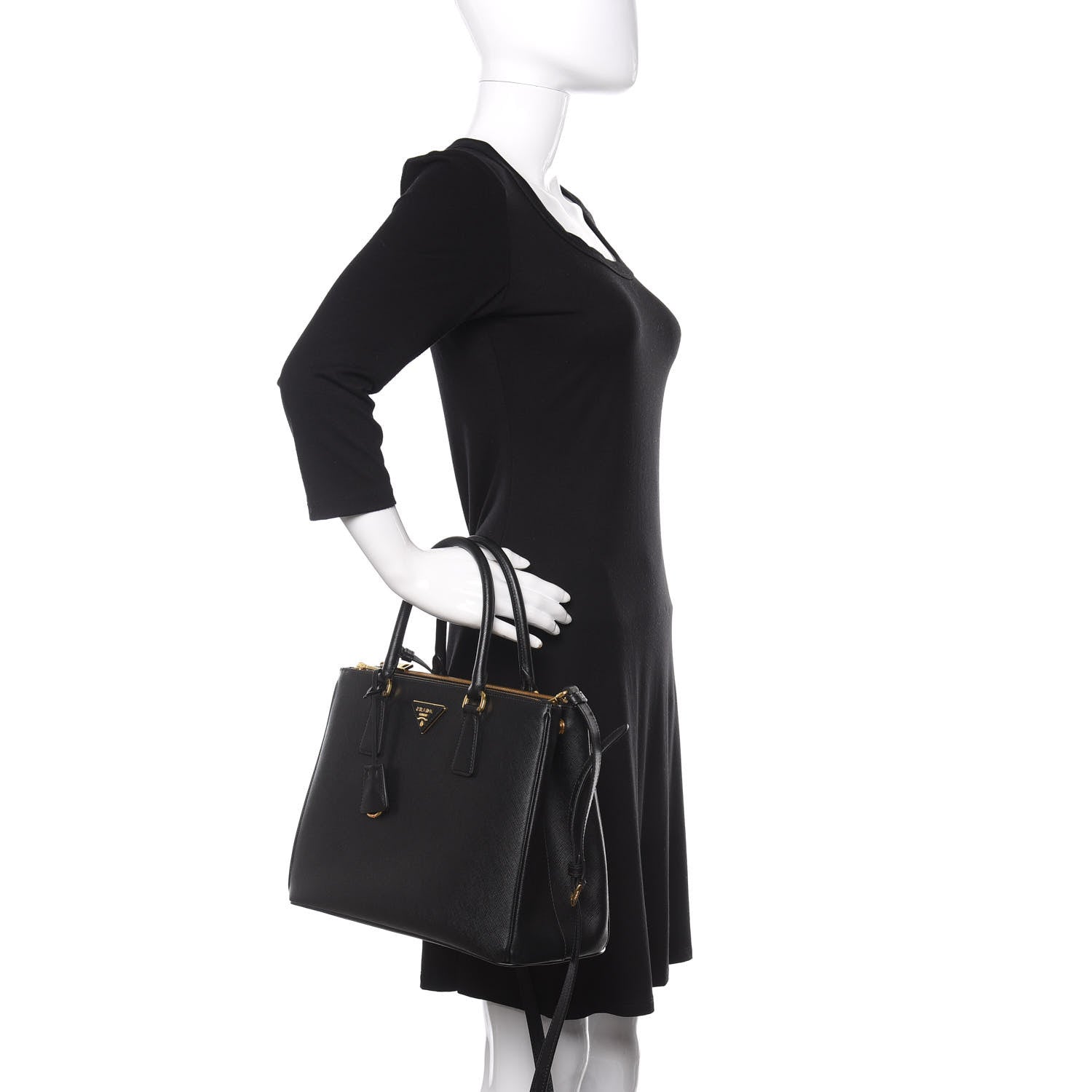 Prada Saffiano Medium Galleria Double Zip Tote Black 3 of 9