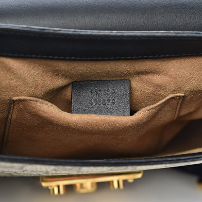 Gucci GG Supreme Monogram Web Medium Padlock Messenger Shoulder Bag Black 7 of 12
