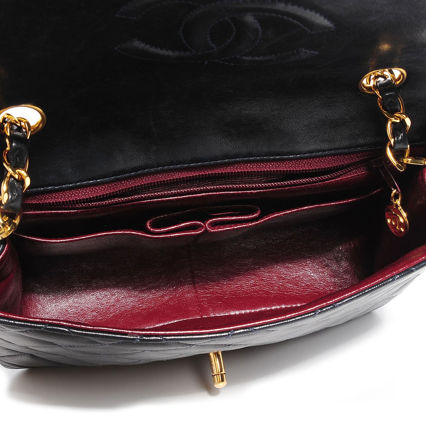 Lambskin Quilted Mini Square Flap Black