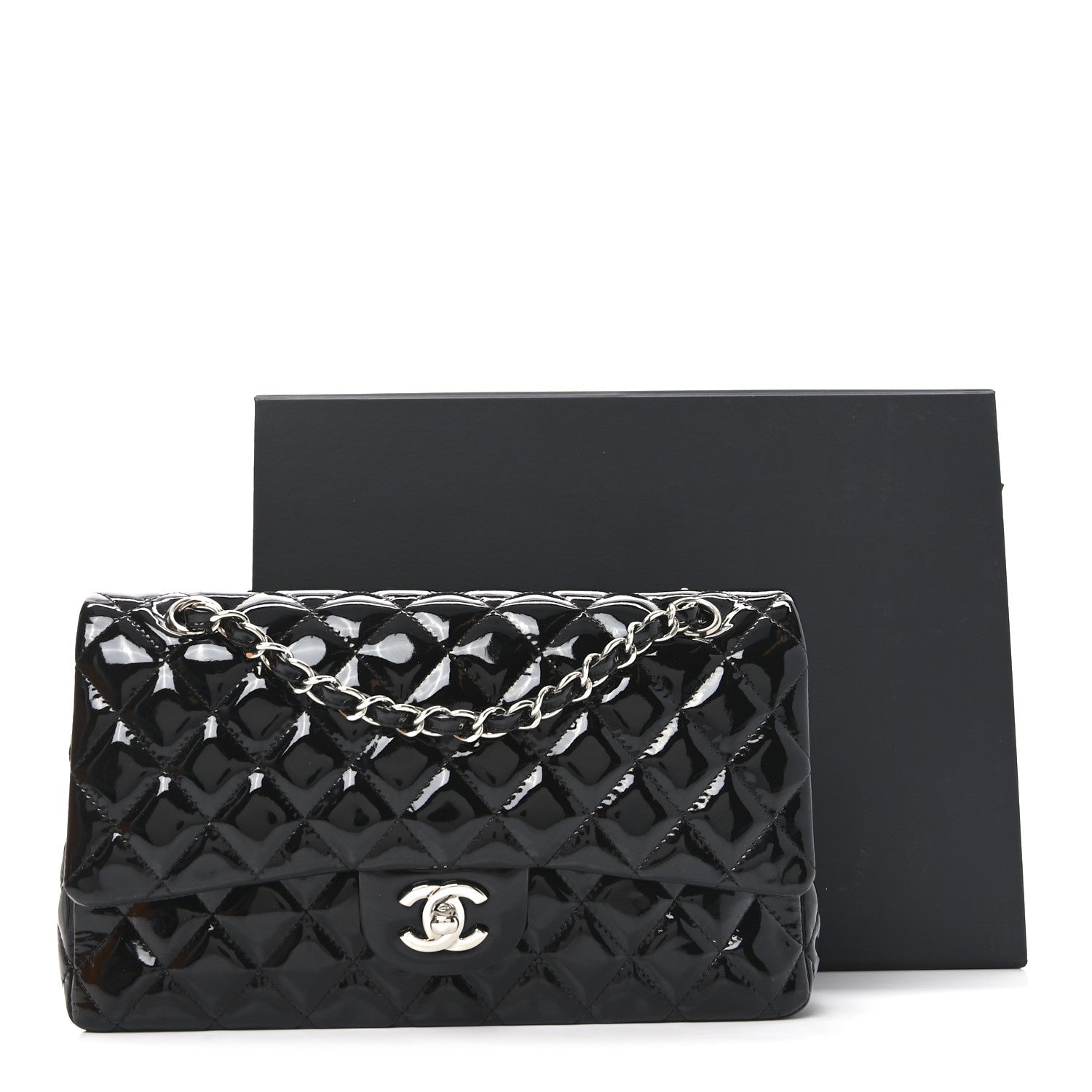 Chanel Patent Quilted Medium Double Flap Black 11 of 11