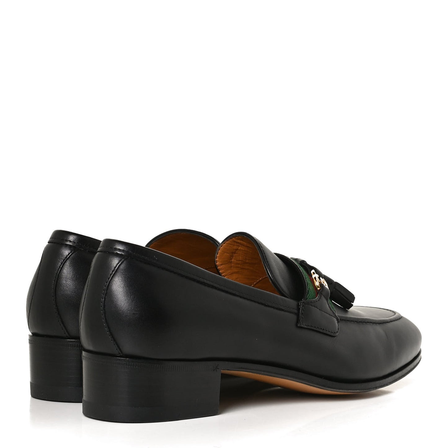 Calfskin Web Interlocking G Tassel Loafers 37.5 Black