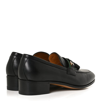 Gucci Calfskin Web Interlocking G Tassel Loafers 37.5 Black 4 of 11