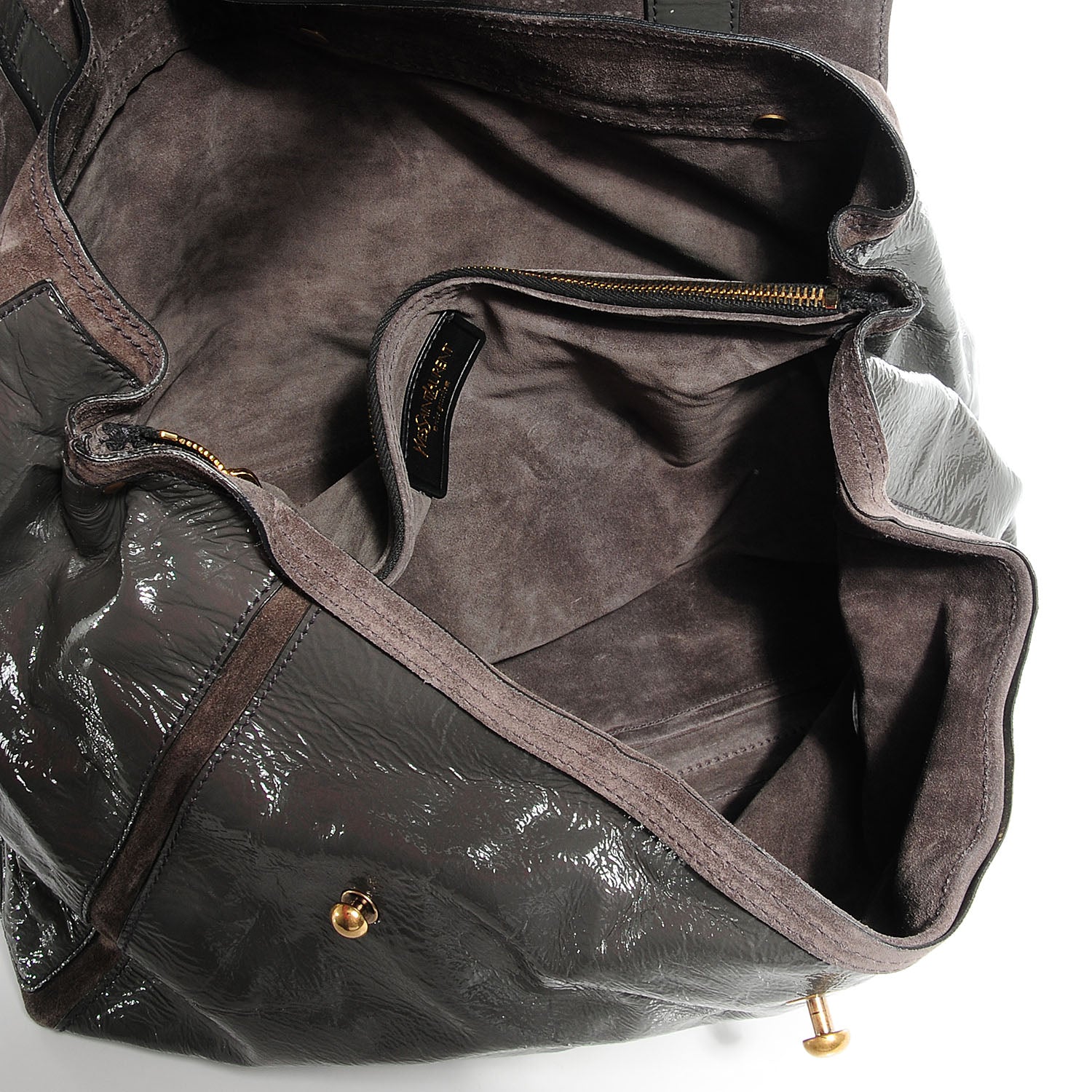 Saint Laurent Patent and Suede Muse Two Charcoal Gray 6 of 8