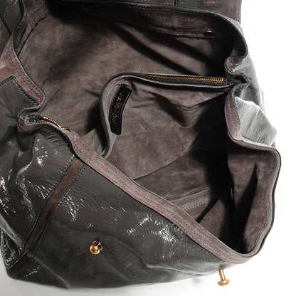 Saint Laurent Patent and Suede Muse Two Charcoal Gray 6 of 8