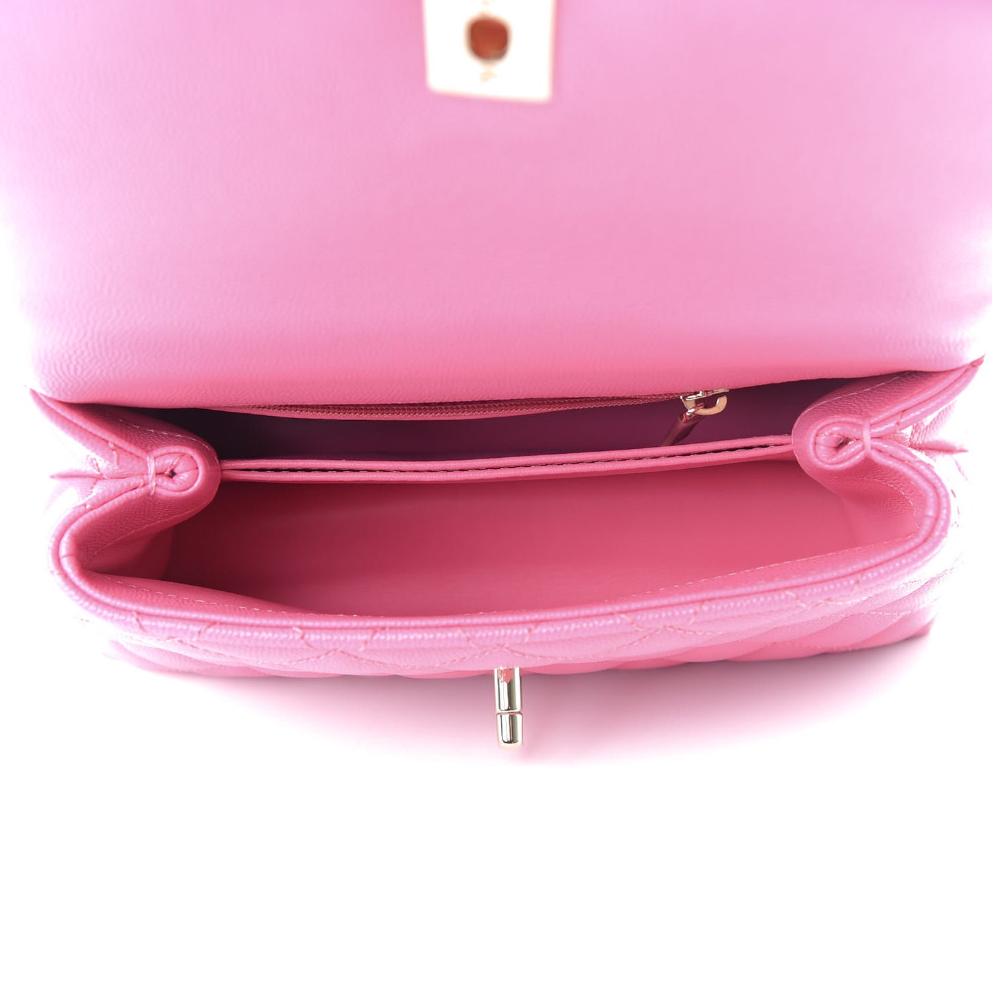 Caviar Lizard Embossed Quilted Mini Coco Handle Flap Pink
