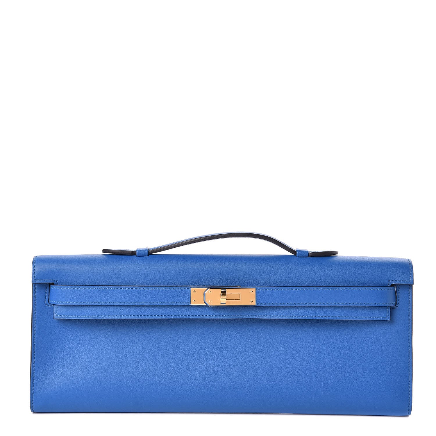 Hermes Swift Kelly Cut Clutch Pochette Bleu Zanzibar 1 of 23