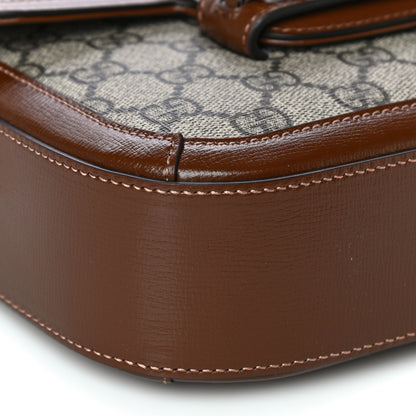 Gucci GG Supreme Monogram Web Mini Horsebit 1955 Shoulder Bag Beige Brown Sugar 5 of 13