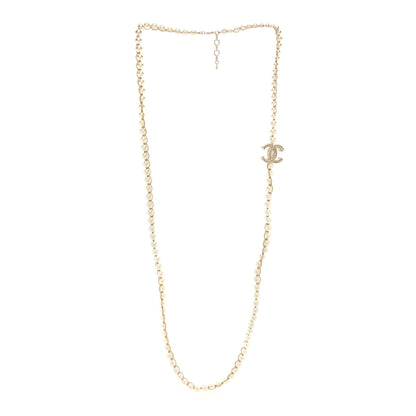 Chanel Metal Pearl Chain CC Long Necklace Gold 2 of 4