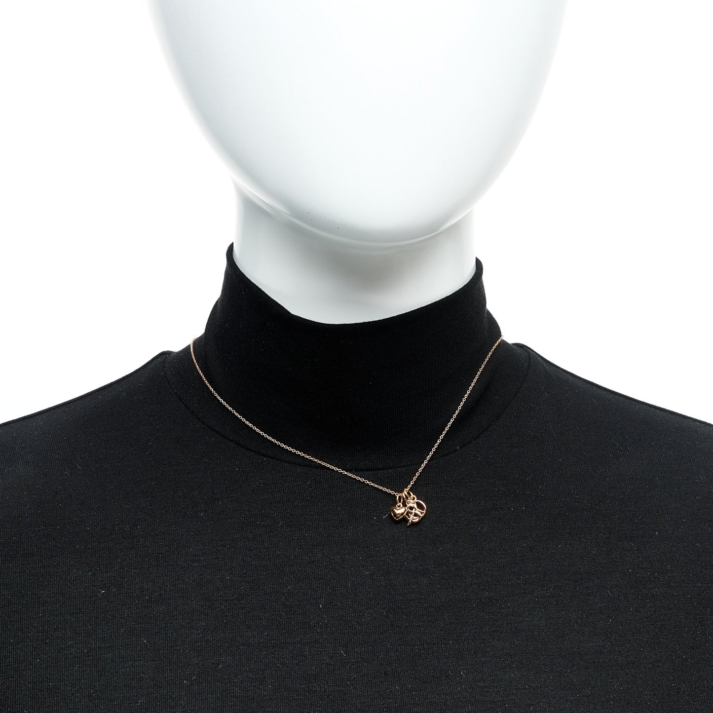 18K Rose Gold 3 Charm Pendant Necklace