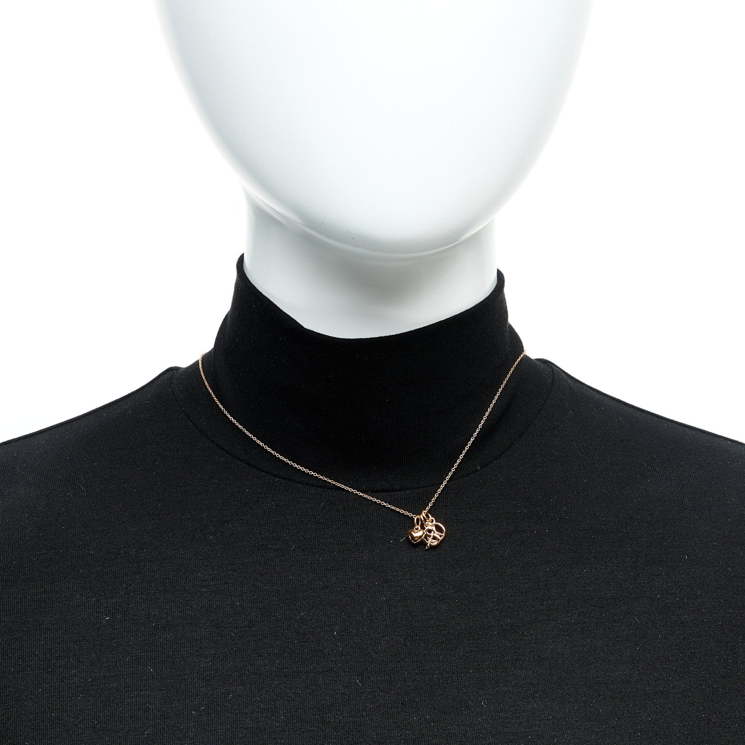 Tiffany 18K Rose Gold 3 Charm Pendant Necklace 2 of 6