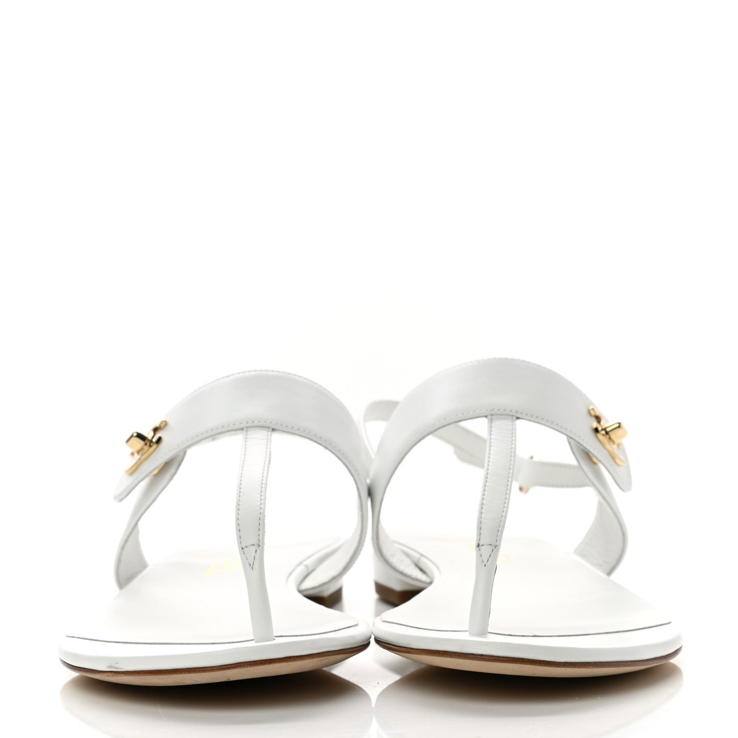 Lambskin CC Thong Sandals 38 White