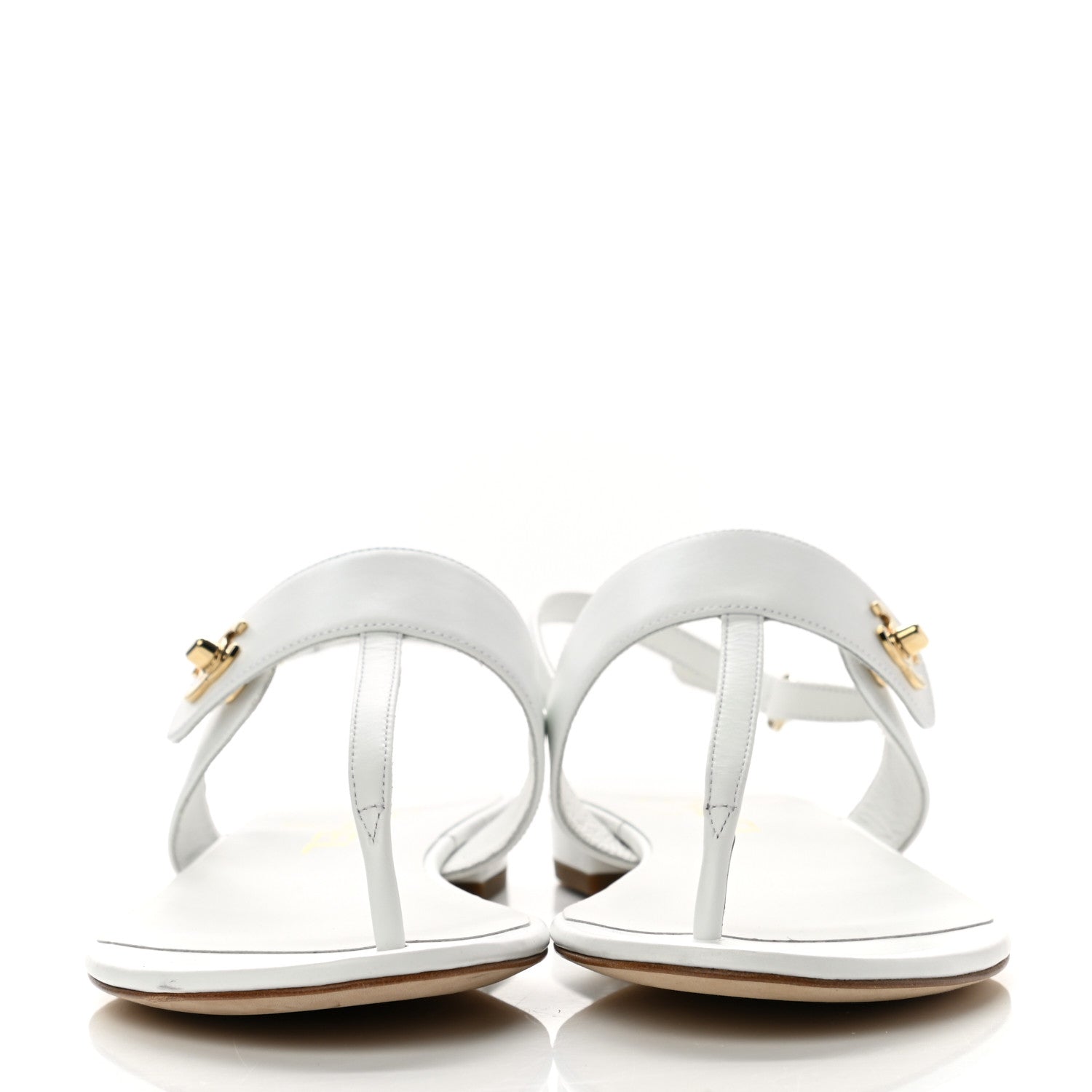 Chanel Lambskin CC Thong Sandals 38 White 2 of 8