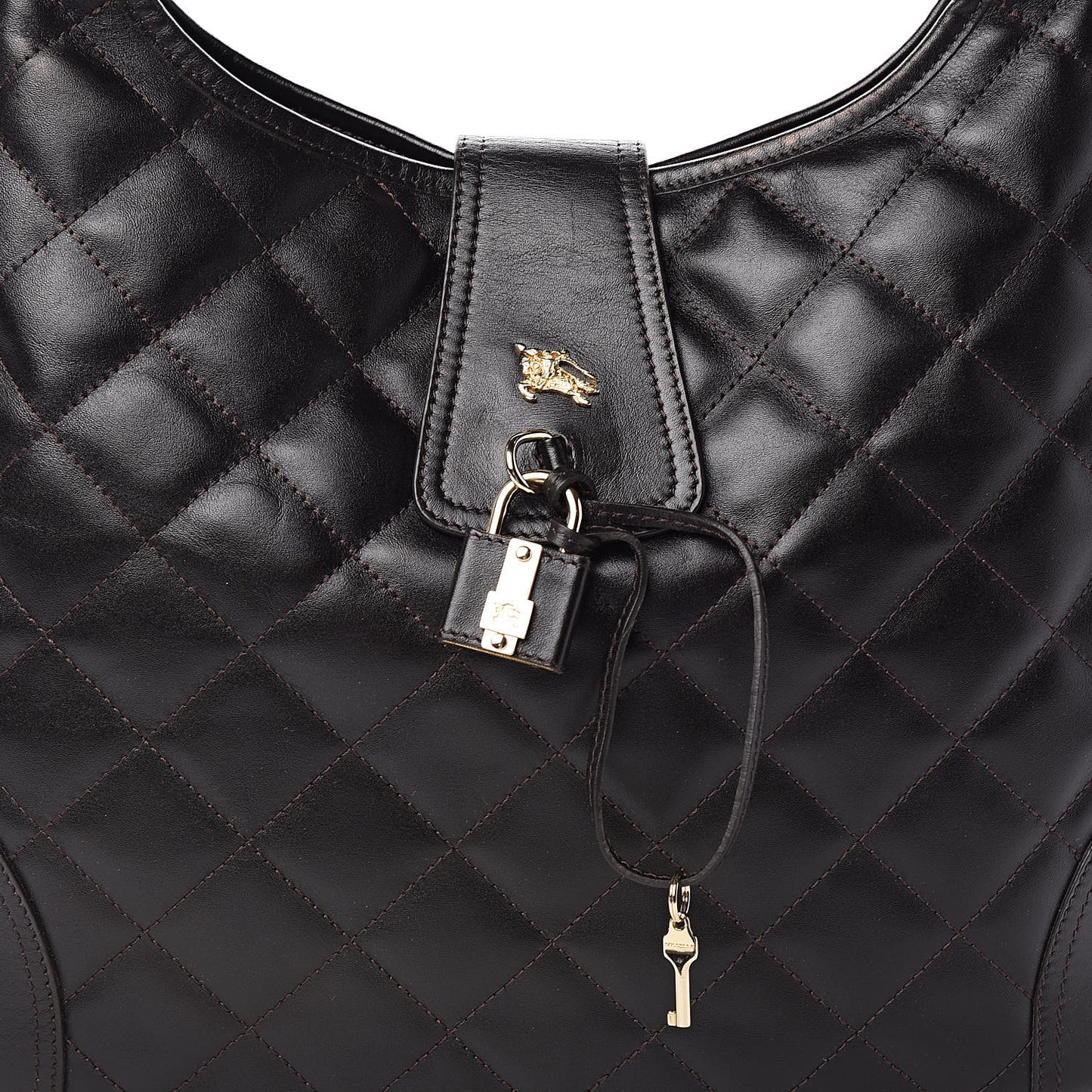 Calfskin Quilted Brook Hobo Dark Brown