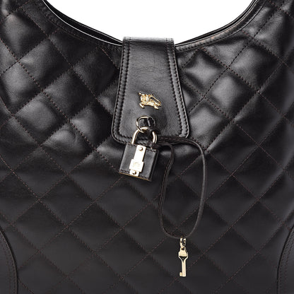 Burberry Calfskin Quilted Brook Hobo Dark Brown 9 of 9