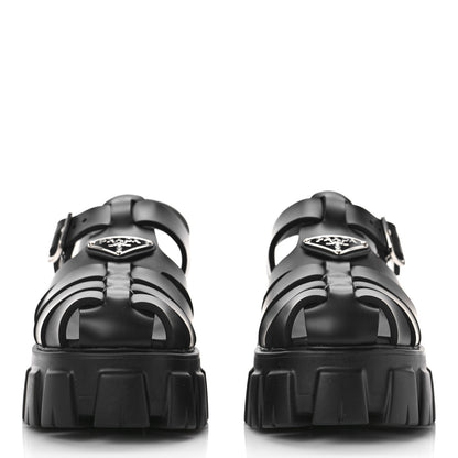 Prada Foam Rubber Triangle Logo Monolith 55mm Cage Sandals 36 Black 2 of 10