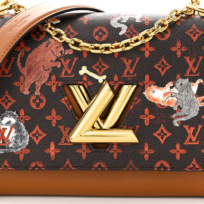 Louis Vuitton Calfskin Catogram Twist Shoulder Bag MM Marron 9 of 12