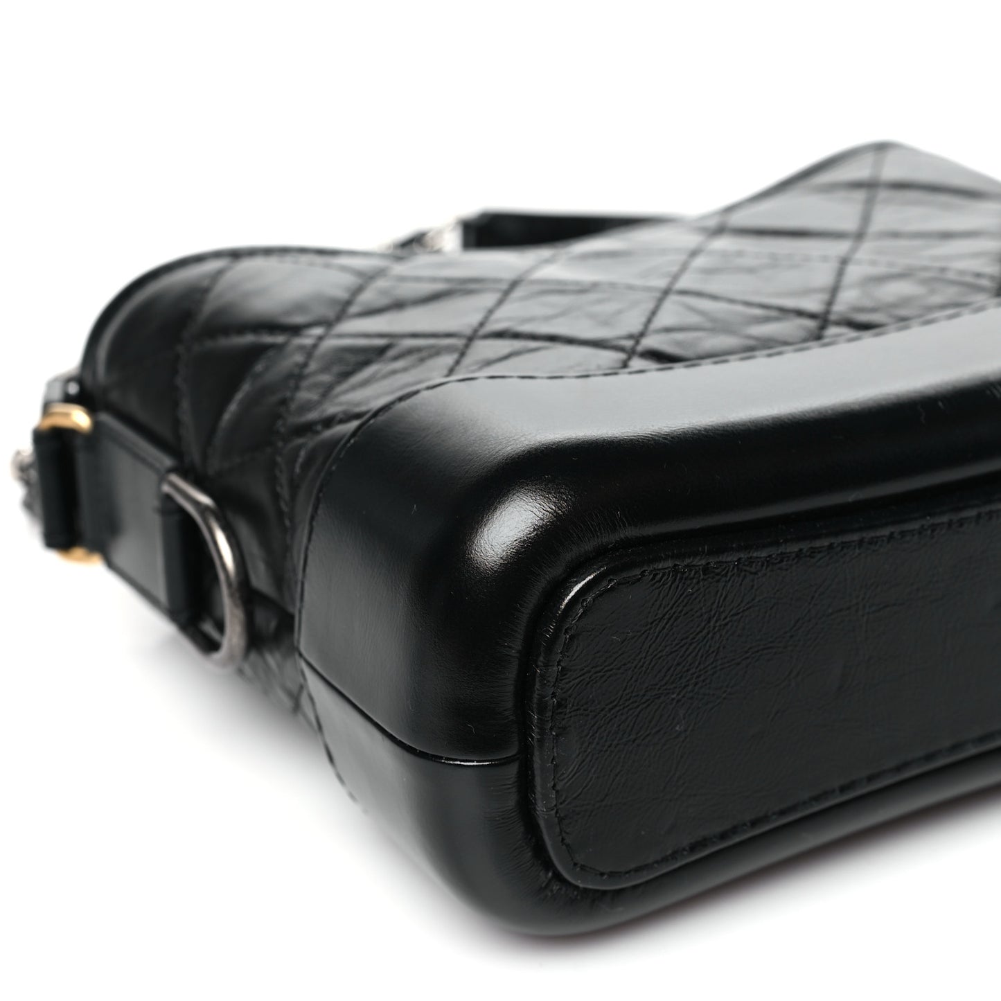 Aged Calfskin Quilted Small Gabrielle Hobo Black