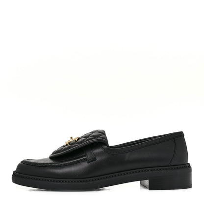 Chanel Lambskin Quilted CC Turnlock Loafers 39.5 Black 1 of 9