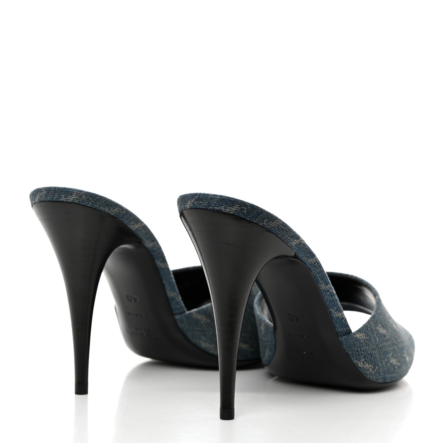 Saint Laurent Denim Monogram La 16 Mule Sandals 40 Blue Jeans 4 of 9