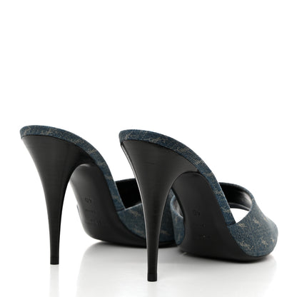 Saint Laurent Denim Monogram La 16 Mule Sandals 40 Blue Jeans 4 of 9