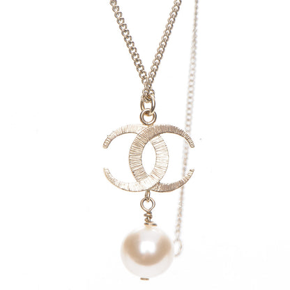 Chanel Pearl Crystal CC Drop Necklace Gold 4 of 5