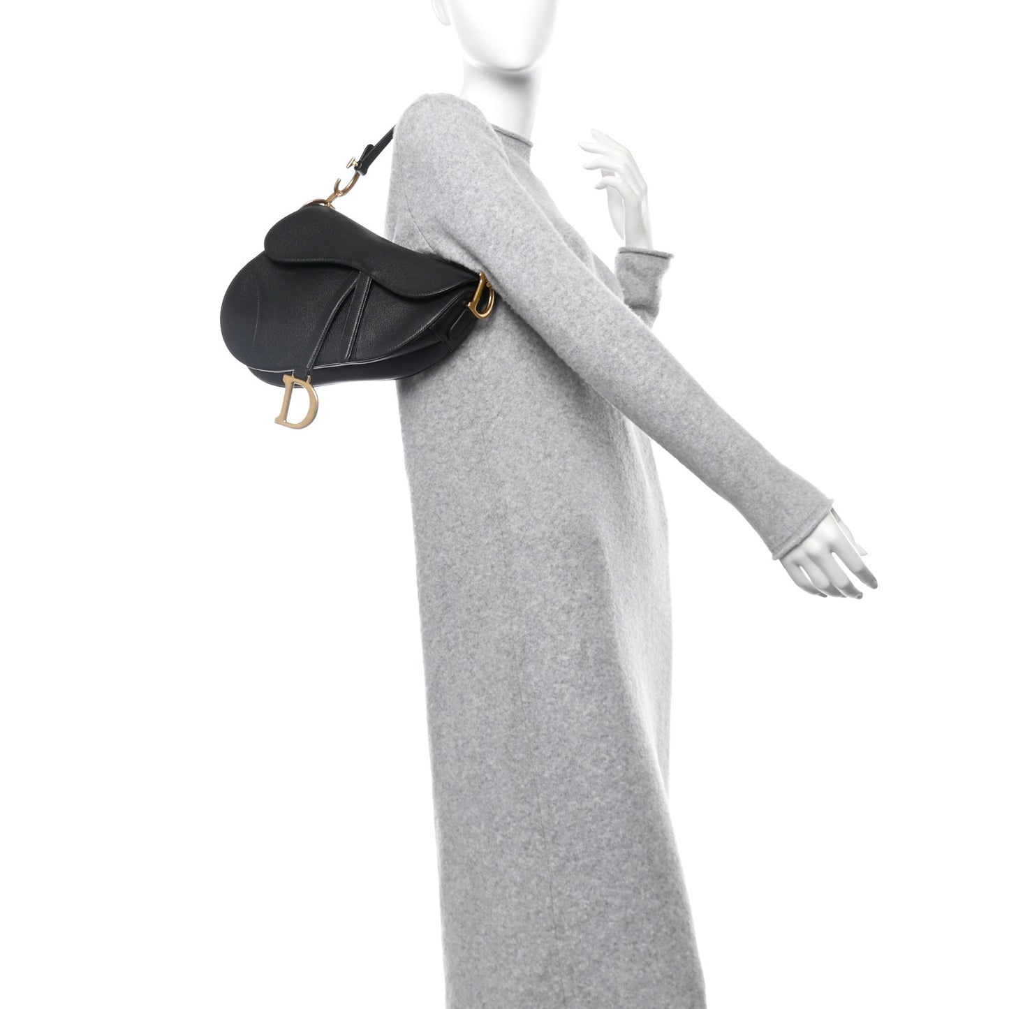 Grained Calfskin Saddle Bag Black