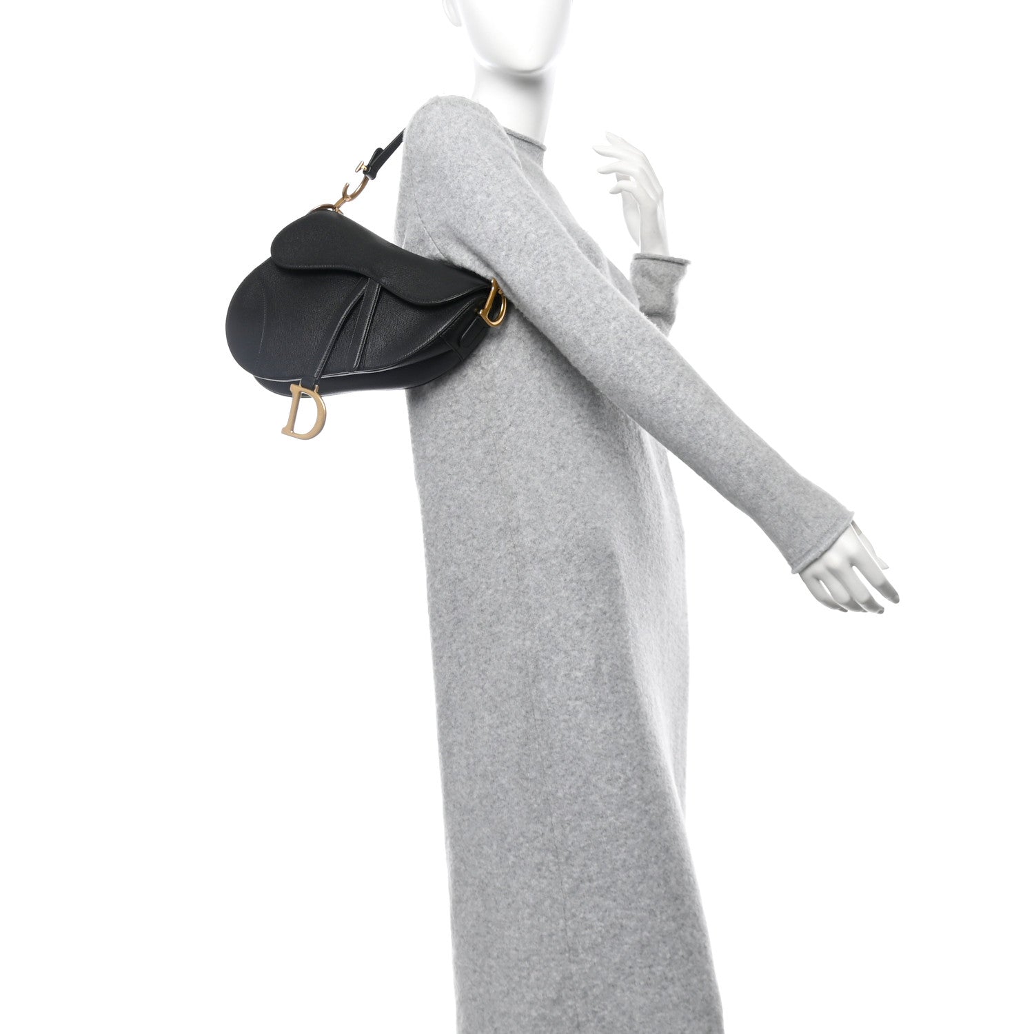 Christian Dior Grained Calfskin Saddle Bag Black 2 of 10