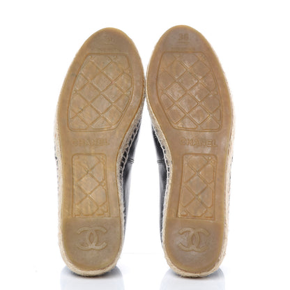 Chanel Lambskin CC Espadrilles 36 Black 5 of 9