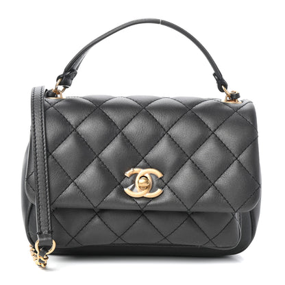 Chanel Calfskin Quilted Top Handle Flap Black 1 of 9