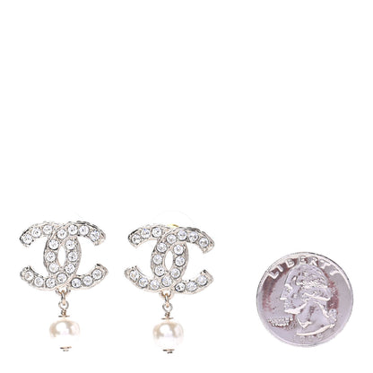 Chanel Crystal Pearl CC Drop Earrings Gold 2 of 4