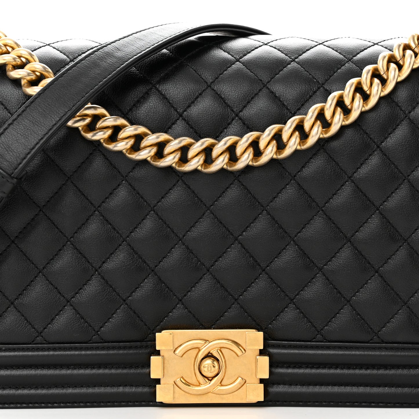 Calfskin Quilted New Medium Boy Flap Black