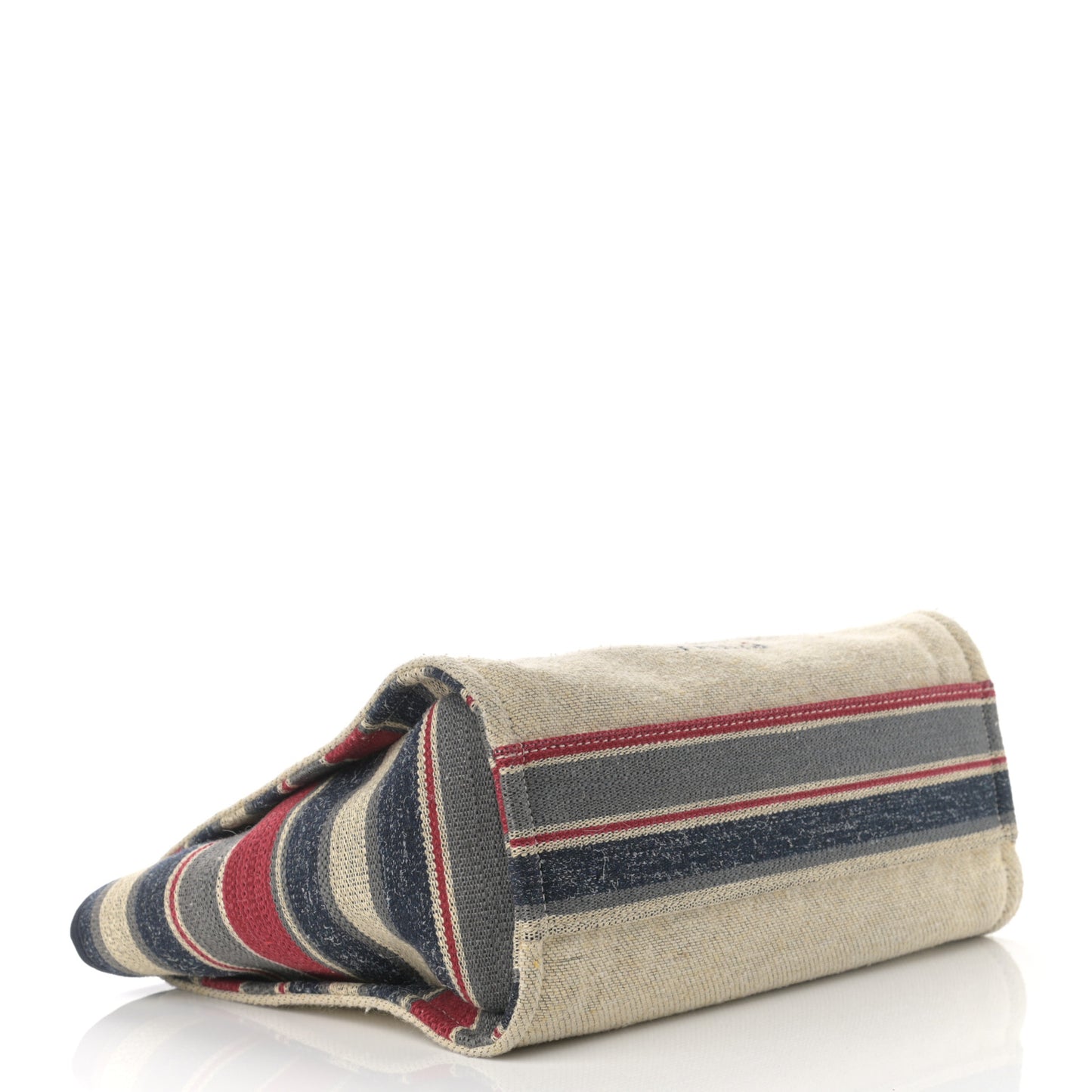 Striped Canvas Small Deauville Tote Beige