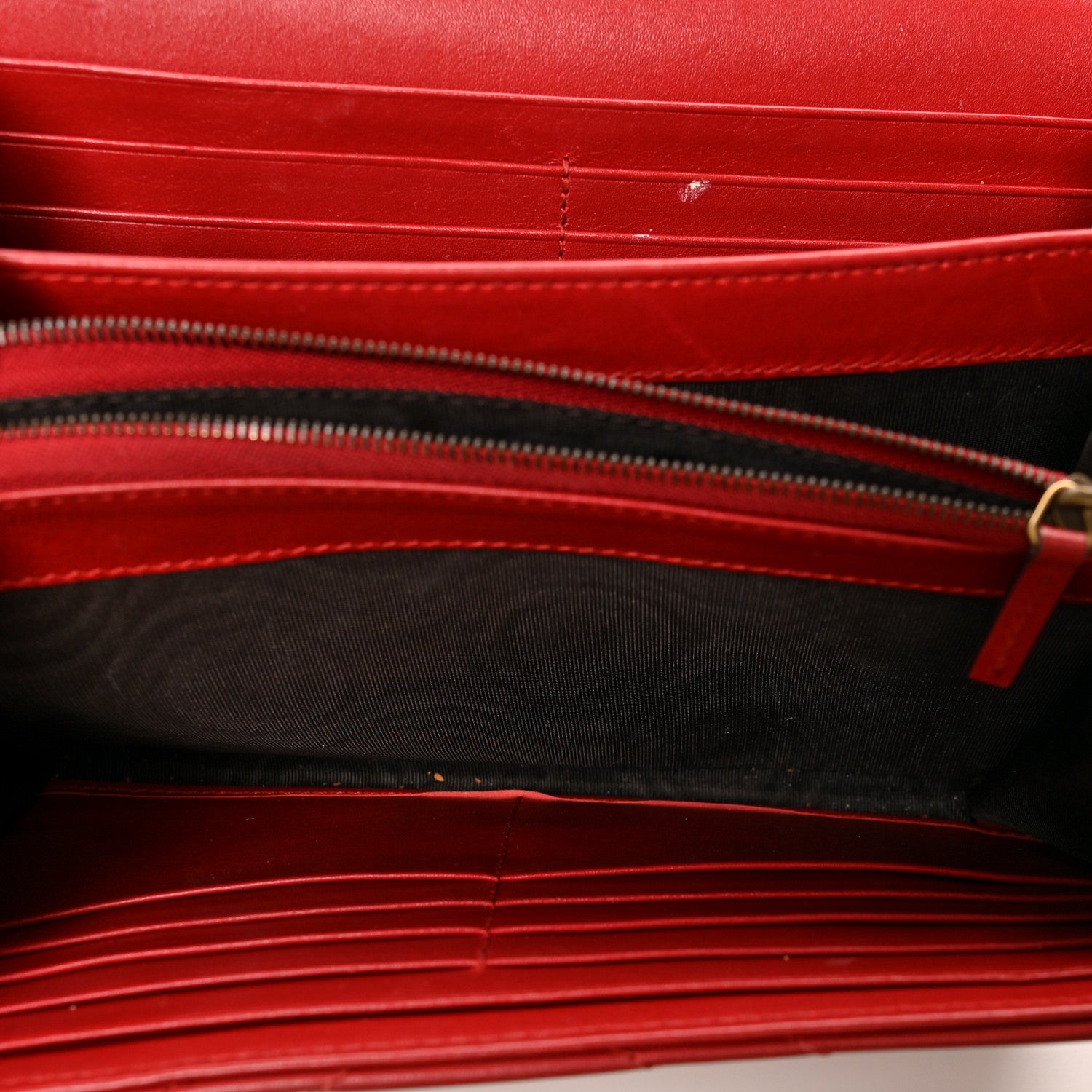 Gucci Calfskin Matelasse GG Marmont Chain Wallet Hibiscus Red 7 of 11