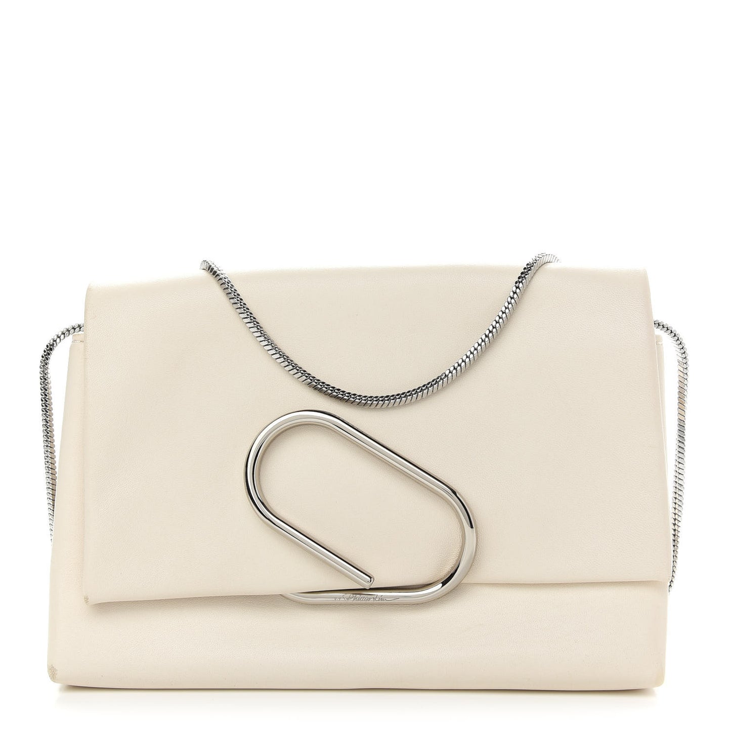 Calfskin Alix Soft Flap Clutch White