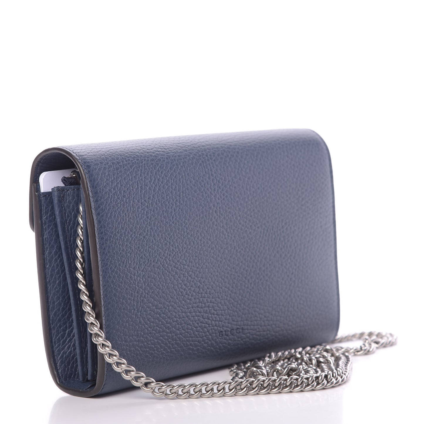 Dollar Calfskin Crystal Mini Dionysus Chain Wallet Blue Agata Black Diamond