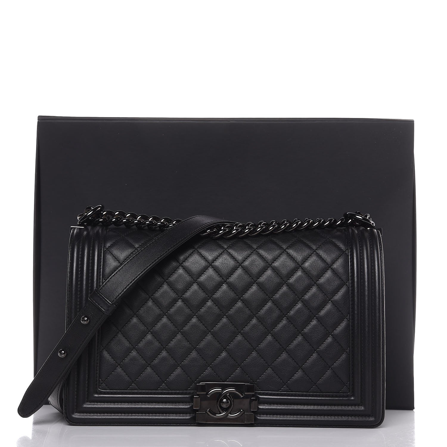 Chanel Calfskin Quilted New Medium Boy Flap So Black 8 of 8
