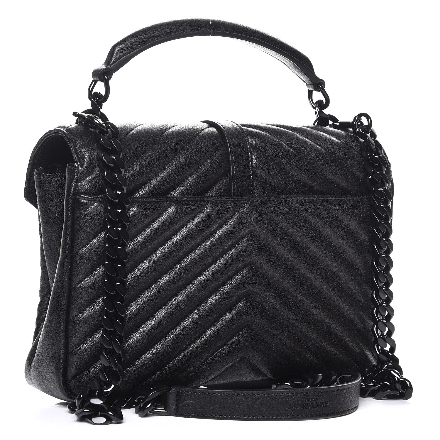 Saint Laurent Sheepskin Matelasse Chevron Monogram Medium College Bag Black 4 of 8
