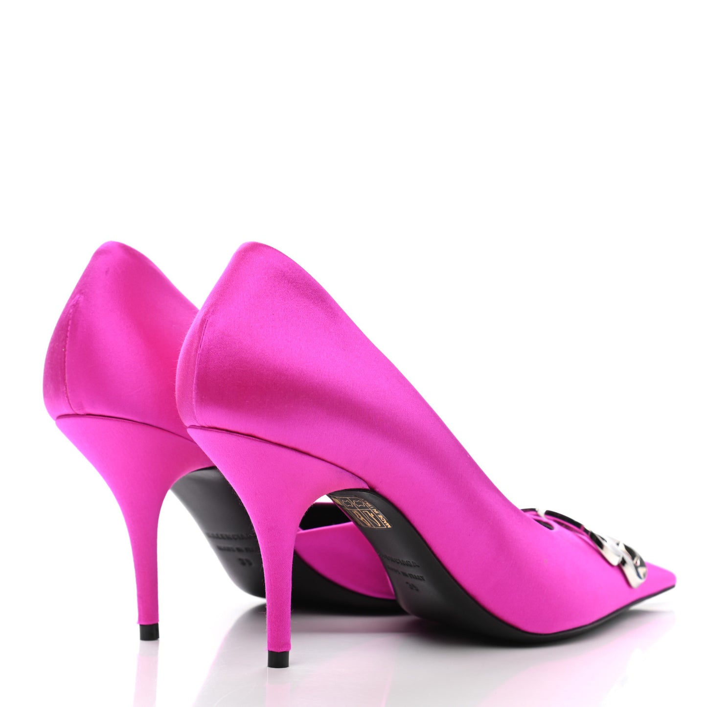Satin Talon d'Orsay Pumps 39 Rose Fuchsia