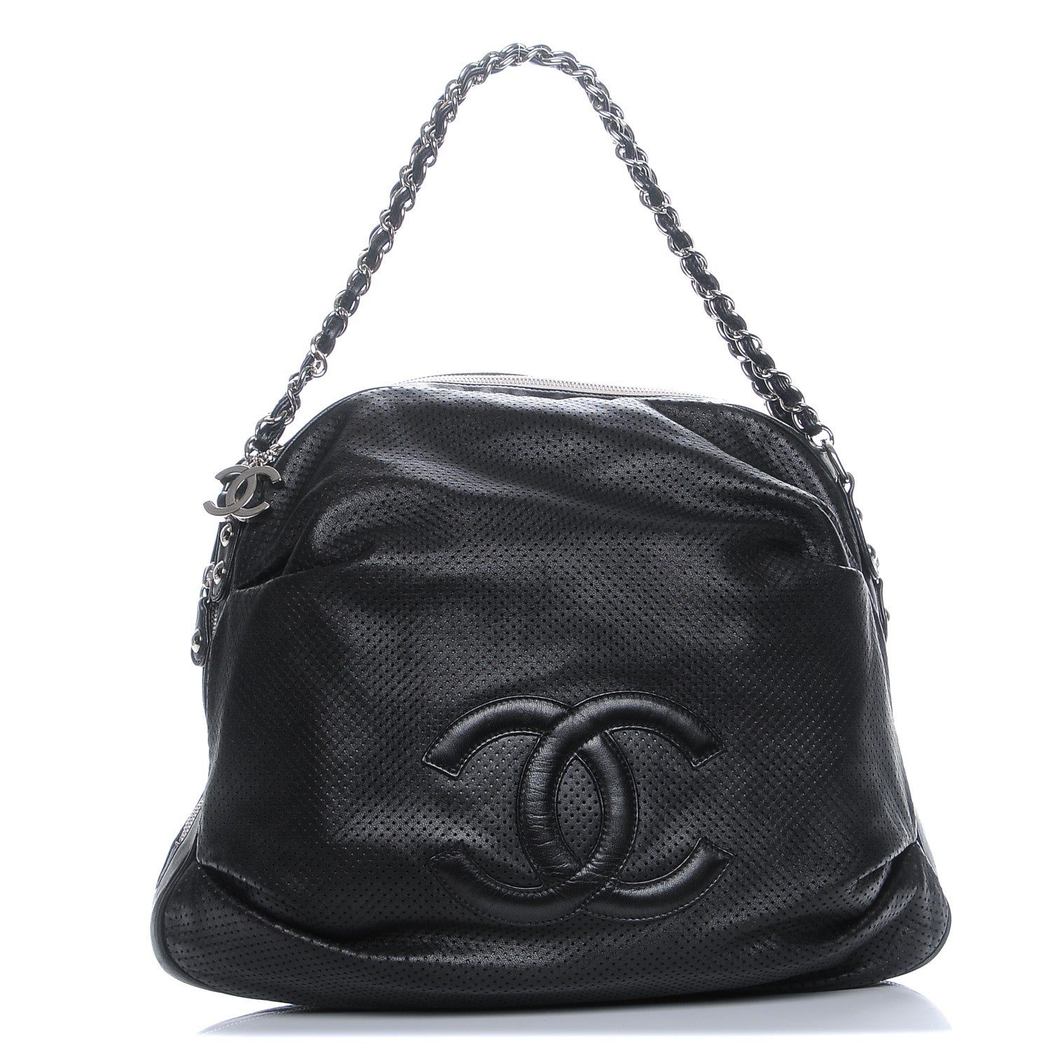Chanel Lambskin Perforated Baseball Spirit Ligne Bag Black 1 of 8