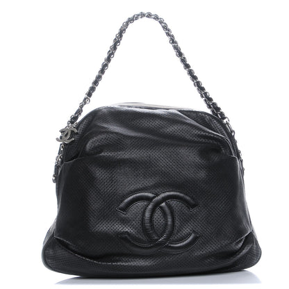 Chanel Lambskin Perforated Baseball Spirit Ligne Bag Black 1 of 8