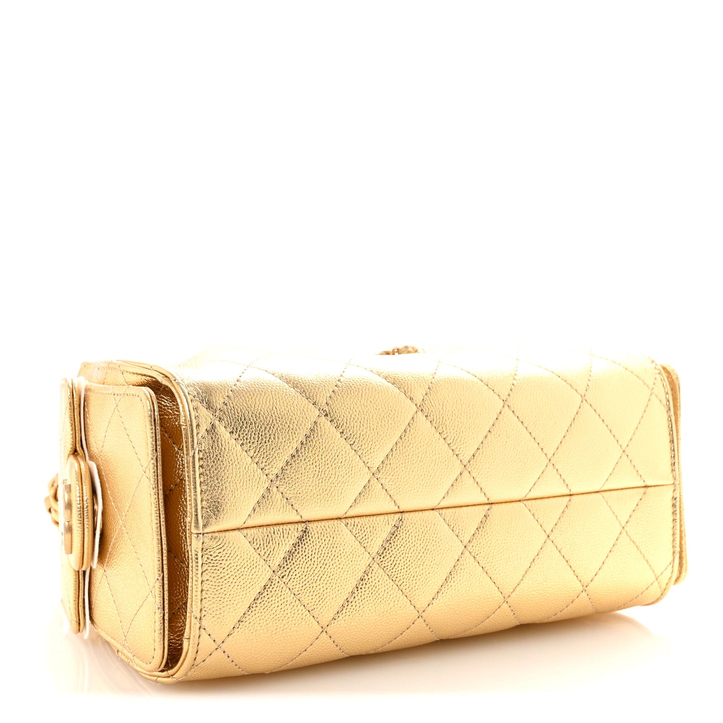 Metallic Caviar Quilted Mini Chanel 25 Handbag Gold