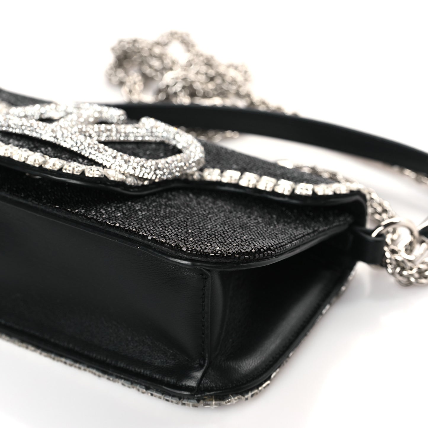 Swarovski Crystal Embroidered Vlogo Small Loco Shoulder Bag Crystal Black