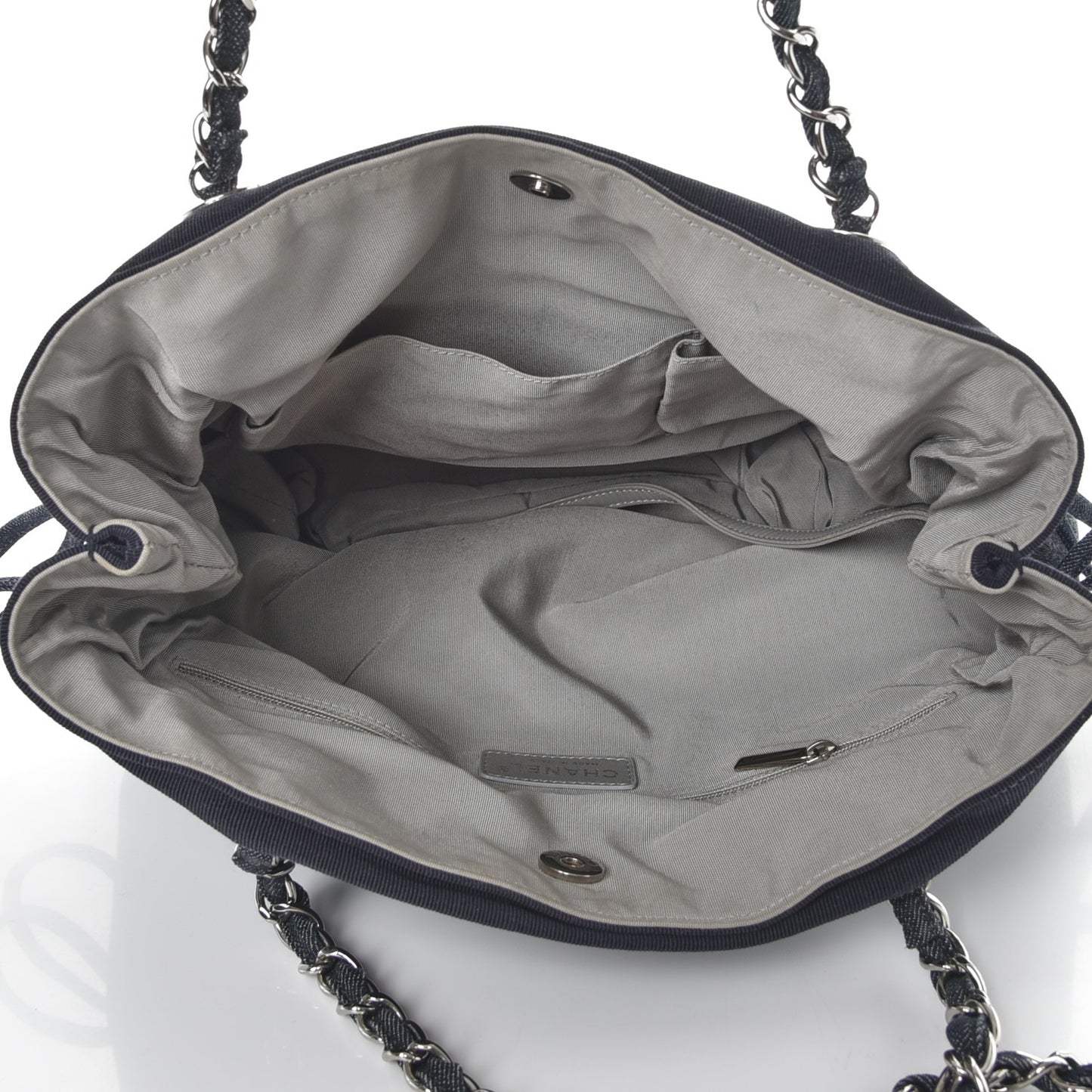 Denim Grosgrain Drawstring Tote Blue