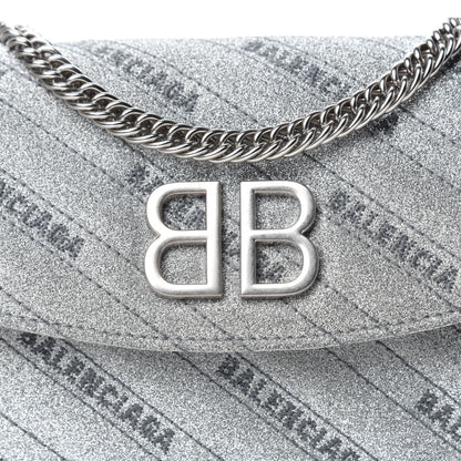 Balenciaga Glitter Logo Matelasse BB Wallet On Chain Silver 9 of 9