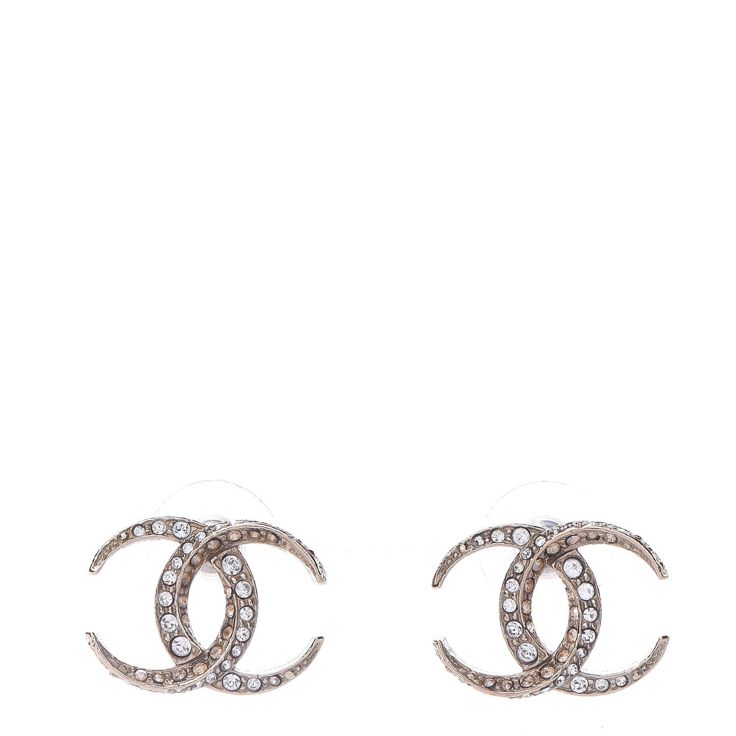 Crystal CC Moon Earrings Gold