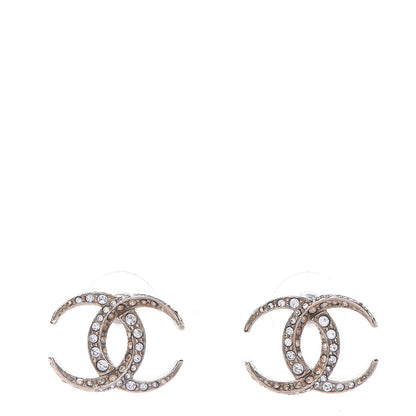 Chanel Crystal CC Moon Earrings Gold 1 of 5