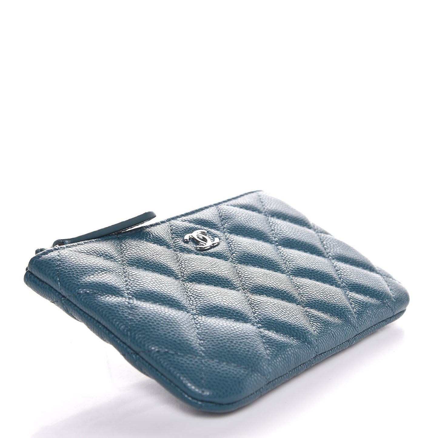 Caviar Quilted Small Cosmetic Case Dark Turquoise