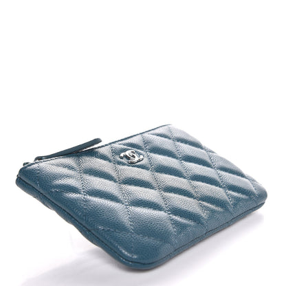 Chanel Caviar Quilted Small Cosmetic Case Dark Turquoise 4 of 8