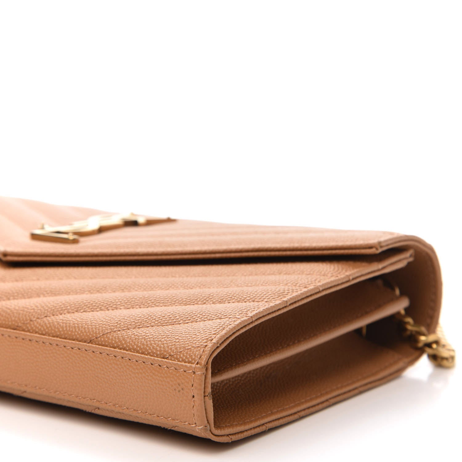 Saint Laurent Grain De Poudre Matelasse Monogram Chain Wallet Cork 6 of 7