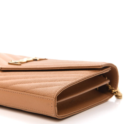 Saint Laurent Grain De Poudre Matelasse Monogram Chain Wallet Cork 6 of 7